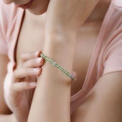 Natürliches Peridot Armreif, Ca. 19 Cm Reines Messing Platiniert, Ca. 20.25 Ct -Schmuck Shoplc 7437028 2