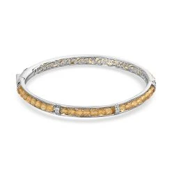 Schmuck Shoplc 15 Citrin Armreif Ca. 19 Cm Reines Messing Platiniert Ca. 20.25 Ct