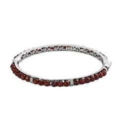 Schmuck Shoplc 21 Hessonit Granat Armreif Ca. 19 Cm Reines Messing Platiniert Ca. 20.25 Ct