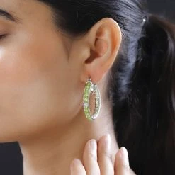 Peridot Ohrringe Reines Messing Platiniert Ca. 18.90 Ct -Schmuck Shoplc 7437061 2