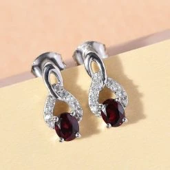 Anthill Granat Und Zirkon Ohrringe 925 Silber Platiniert Ca. 1,06 Ct -Schmuck Shoplc 7440911 1