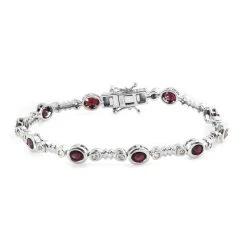 Anthill Granat Und Zirkon-Armband, Ca. 19 Cm, 925 Silber Platiniert, Ca. 5,01 Ct