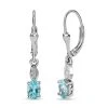 Paraiba-Apatit, Weißer Zirkon Ohrringe 925 Silber Platiniert Ca. 1.07 Ct -Schmuck Shoplc 7453445