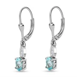 Paraiba-Apatit, Weißer Zirkon Ohrringe 925 Silber Platiniert Ca. 1.07 Ct -Schmuck Shoplc 7453445 3