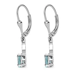 Paraiba-Apatit, Weißer Zirkon Ohrringe 925 Silber Platiniert Ca. 1.07 Ct -Schmuck Shoplc 7453445 4