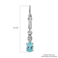 Paraiba-Apatit, Weißer Zirkon Ohrringe 925 Silber Platiniert Ca. 1.07 Ct -Schmuck Shoplc 7453445 5