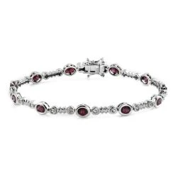 Anthill Granat Und Zirkon-Armband, Ca. 20 Cm, 925 Silber Platiniert, Ca. 5,62 Ct