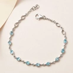 Paraiba-Apatit Armband Ca. 19 Cm 925 Silber Platiniert Ca. 1.73 Ct -Schmuck Shoplc 7456333 1