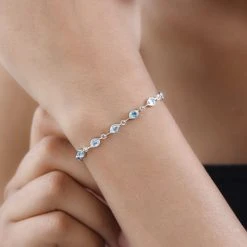 Paraiba-Apatit Armband Ca. 19 Cm 925 Silber Platiniert Ca. 1.73 Ct -Schmuck Shoplc 7456333 2