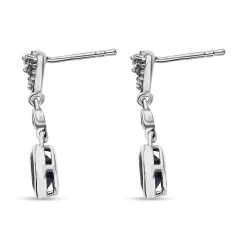 Masoala Saphir (Fissure Gefüllt), Weißer Zirkon Ohrringe, 925 Silber Platiniert Ca. 1.54 Ct -Schmuck Shoplc 7456868 3