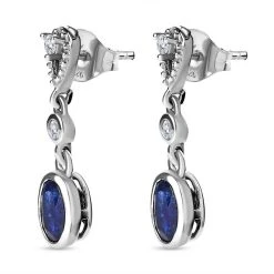 Masoala Saphir (Fissure Gefüllt), Weißer Zirkon Ohrringe, 925 Silber Platiniert Ca. 1.54 Ct -Schmuck Shoplc 7456868 4