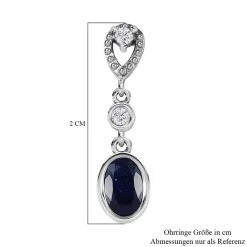 Masoala Saphir (Fissure Gefüllt), Weißer Zirkon Ohrringe, 925 Silber Platiniert Ca. 1.54 Ct -Schmuck Shoplc 7456868 5