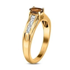 AA Natürlicher Goldener Tansanit, Weißer Zirkon Ring, 925 Silber Gelbgold Vermeil (Größe 17.00) Ca. 1.03 Ct -Schmuck Shoplc 7457841 4