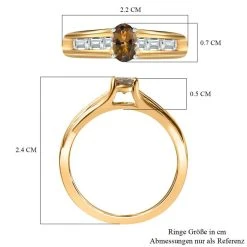 AA Natürlicher Goldener Tansanit, Weißer Zirkon Ring, 925 Silber Gelbgold Vermeil (Größe 17.00) Ca. 1.03 Ct -Schmuck Shoplc 7457841 6
