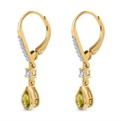 AA Natürliche Goldene Tansanit, Weiße Zirkon Ohrringe, 925 Silber Gelbgold Vermeil Ca. 1.15 Ct -Schmuck Shoplc 7457857 4