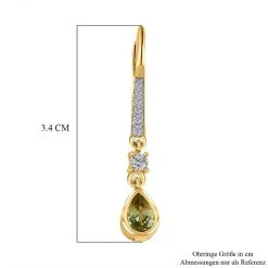 AA Natürliche Goldene Tansanit, Weiße Zirkon Ohrringe, 925 Silber Gelbgold Vermeil Ca. 1.15 Ct -Schmuck Shoplc 7457857 5