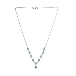 Paraiba-Apatit Halskette Ca. 45 Cm 925 Silber Platiniert Ca. 1.70 Ct -Schmuck Shoplc 7460672 4