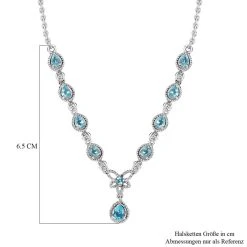 Paraiba-Apatit Halskette Ca. 45 Cm 925 Silber Platiniert Ca. 1.70 Ct -Schmuck Shoplc 7460672 5
