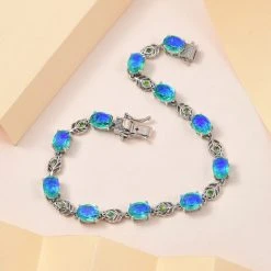 Pfau Triplette Quarz, Natürliches Chromdiopsid Armband, Ca. 20 Cm 925 Silber Platiniert Ca. 16.60 Ct -Schmuck Shoplc 7460781 1