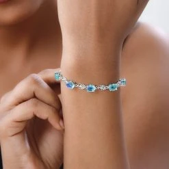 Pfau Triplette Quarz, Natürliches Chromdiopsid Armband, Ca. 20 Cm 925 Silber Platiniert Ca. 16.60 Ct -Schmuck Shoplc 7460781 2