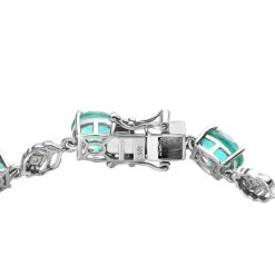 Pfau Triplette Quarz, Natürliches Chromdiopsid Armband, Ca. 20 Cm 925 Silber Platiniert Ca. 16.60 Ct -Schmuck Shoplc 7460781 3