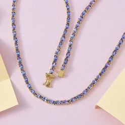 AA Tansanit Halskette, Ca. 45 Cm, 925 Silber Gelbgold Vermeil Ca. 19.82 Ct -Schmuck Shoplc 7461587 2