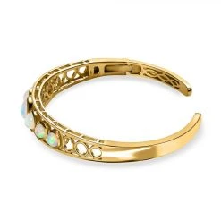 Natürlicher, äthiopischer Welo Opal Armreif, Ca. 19 Cm, 925 Silber Vergoldet Ca. 4.29 Ct -Schmuck Shoplc 7479602 3