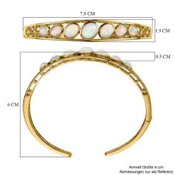 Natürlicher, äthiopischer Welo Opal Armreif, Ca. 19 Cm, 925 Silber Vergoldet Ca. 4.29 Ct -Schmuck Shoplc 7479602 5