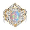 Natürlicher, äthiopischer Welo Opal, Weißer Zirkon Ring, 925 Silber Gelbgold Vermeil (Größe 19.00) Ca. 4.61 Ct -Schmuck Shoplc 7479675