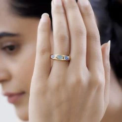 Natürlicher, äthiopischer Welo Opal Ring, 925 Silber Gelbgold Vermeil (Größe 19.00) Ca. 0.94 Ct -Schmuck Shoplc 7479691 2