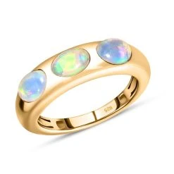 Natürlicher, äthiopischer Welo Opal Ring, 925 Silber Gelbgold Vermeil (Größe 19.00) Ca. 0.94 Ct -Schmuck Shoplc 7479691 3