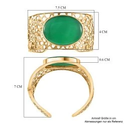 Grüner Onyx Armreif, Ca. 19 Cm, Vergoldet, Ca. 66.06 Ct -Schmuck Shoplc 7480652 5