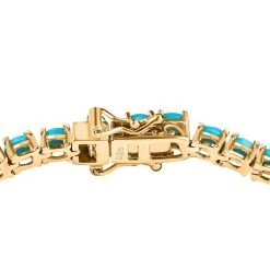 Amerikanisches Natürliches Sleeping Beauty Türkis Armband, Ca. 20 Cm 925 Silber Gelbgold Vermeil Ca. 9.29 Ct -Schmuck Shoplc 7486209 3