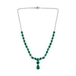 Smaragd-Triplette-Quarz Halskette, Ca. 45 Cm 925 Silber Platiniert Ca. 39.60 Ct -Schmuck Shoplc 7486672 4