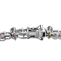 Natürlicher Mehrfarbiger Turmalin Armband Ca. 19 Cm 925 Silber Platiniert Ca. 7.82 Ct -Schmuck Shoplc 7487085 3