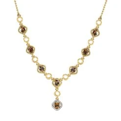 AA Natürlicher Goldener Tansanit, Weißer Zirkon Halskette Ca. 45 Cm 925 Silber Gelbgold Vermeil Ca. 2.75 Ct