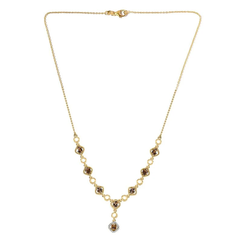 AA Natürlicher Goldener Tansanit, Weißer Zirkon Halskette Ca. 45 Cm 925 Silber Gelbgold Vermeil Ca. 2.75 Ct 7 AA Natürlicher Goldener Tansanit, Weißer Zirkon Halskette Ca. 45 Cm 925 Silber Gelbgold Vermeil Ca. 2.75 Ct – Bild 5