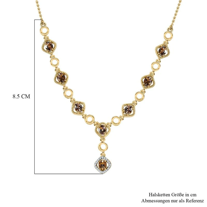AA Natürlicher Goldener Tansanit, Weißer Zirkon Halskette Ca. 45 Cm 925 Silber Gelbgold Vermeil Ca. 2.75 Ct 8 AA Natürlicher Goldener Tansanit, Weißer Zirkon Halskette Ca. 45 Cm 925 Silber Gelbgold Vermeil Ca. 2.75 Ct – Bild 6