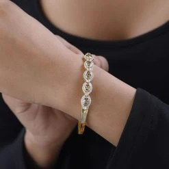 AA Natürlicher Goldener Tansanit, Weißer Zirkon Armreif Ca. 19 Cm 925 Silber Gelbgold Vermeil Ca. 4.37 Ct 10 AA Natürlicher Goldener Tansanit, Weißer Zirkon Armreif Ca. 19 Cm 925 Silber Gelbgold Vermeil Ca. 4.37 Ct -Schmuck Shoplc 7487490 2