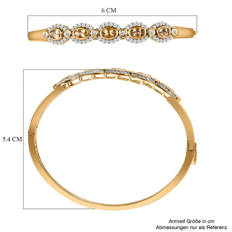 AA Natürlicher Goldener Tansanit, Weißer Zirkon Armreif Ca. 19 Cm 925 Silber Gelbgold Vermeil Ca. 4.37 Ct 8 AA Natürlicher Goldener Tansanit, Weißer Zirkon Armreif Ca. 19 Cm 925 Silber Gelbgold Vermeil Ca. 4.37 Ct – Bild 6