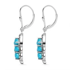 Amerikanische, Natürliche Sleeping Beauty Türkis, Weißer Zirkon Ohrringe 925 Silber Platiniert Ca. 2.36 Ct -Schmuck Shoplc 7487537 4
