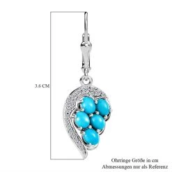 Amerikanische, Natürliche Sleeping Beauty Türkis, Weißer Zirkon Ohrringe 925 Silber Platiniert Ca. 2.36 Ct -Schmuck Shoplc 7487537 5