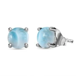 Larimar Ohrringe, 925 Silber Platiniert Ca. 3.10 Ct