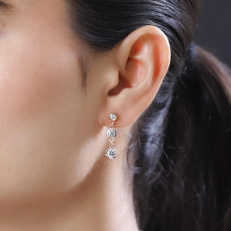 Moissanit Ohrringe, 925 Silber Roségold Vermeil, Ca. 1.57 Ct 5 Moissanit Ohrringe, 925 Silber Roségold Vermeil, Ca. 1.57 Ct – Bild 3