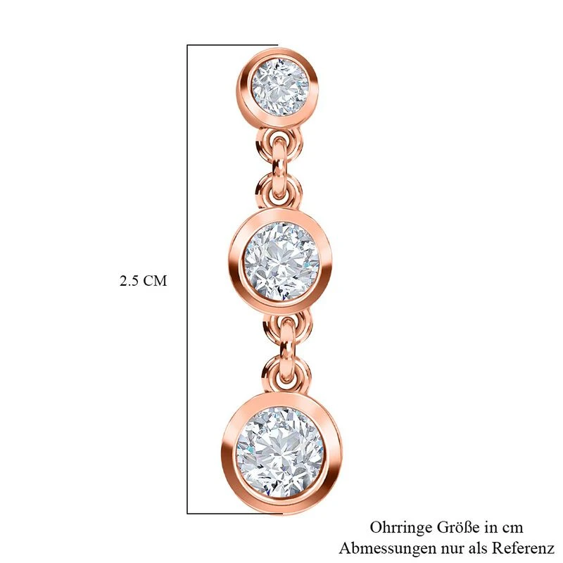 Moissanit Ohrringe, 925 Silber Roségold Vermeil, Ca. 1.57 Ct 7 Moissanit Ohrringe, 925 Silber Roségold Vermeil, Ca. 1.57 Ct – Bild 5