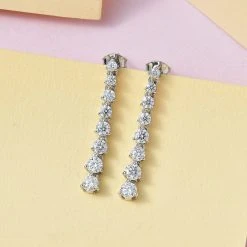Moissanit Ohrringe 925 Silber Platiniert Ca. 2.36 Ct -Schmuck Shoplc 7489067 1