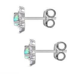 Natürliche, äthiopische Welo Opal, Weiße Zirkon Ohrringe 925 Silber Platiniert Ca. 0.93 Ct -Schmuck Shoplc 7489185 4