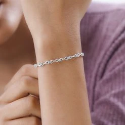 Weißes Diamant P3 Armband, Ca. 19 Cm, 925 Silber Platiniert Ca. 0.60 Ct -Schmuck Shoplc 7489825 2