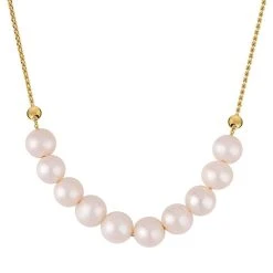 AAA Weiße Süßwasser Perle Halskette, (7-9mm), Ca. 45 Cm 925 Silber Vergoldet