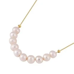 AAA Weiße Süßwasser Perle Halskette, (7-9mm), Ca. 45 Cm 925 Silber Vergoldet -Schmuck Shoplc 7490109 2